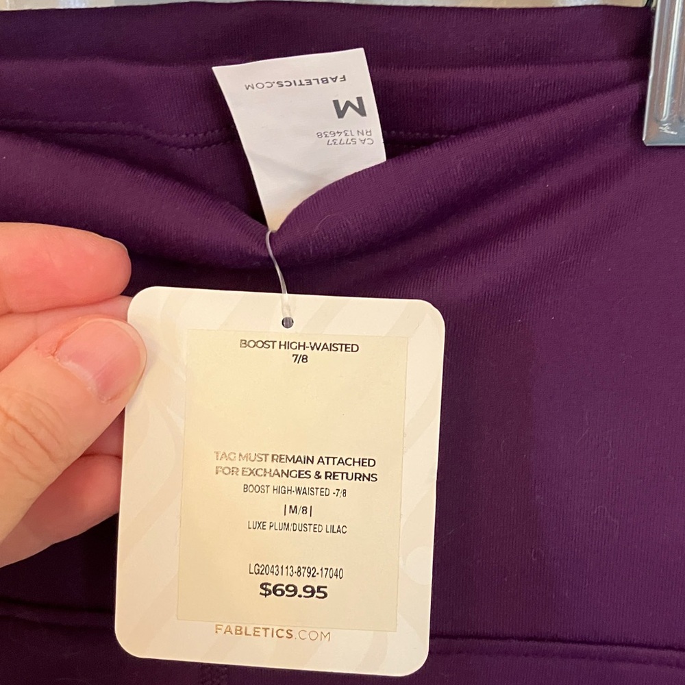 Fabletics Purple Boost Powerhold Strappy Sports Bra and Leggings Set - Picture 6 of 7